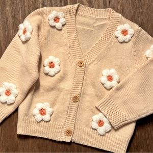 Toddler Knit Flower Cardigan 2T